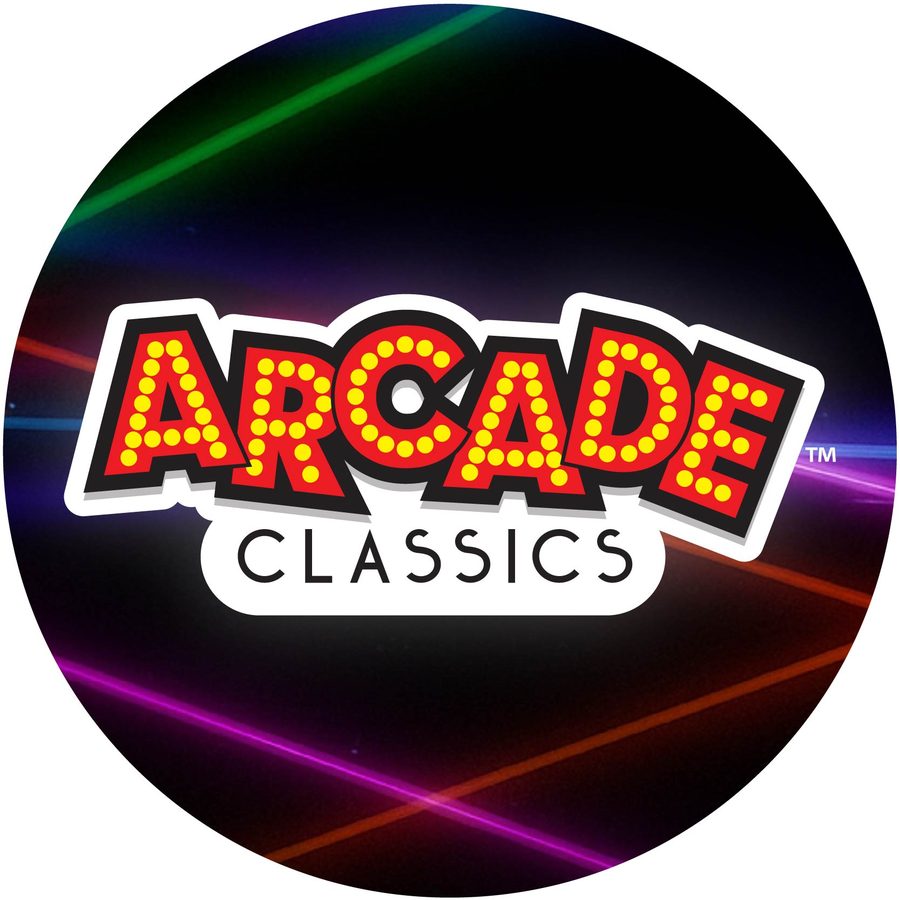Arcade Classics neon roundel brand mark